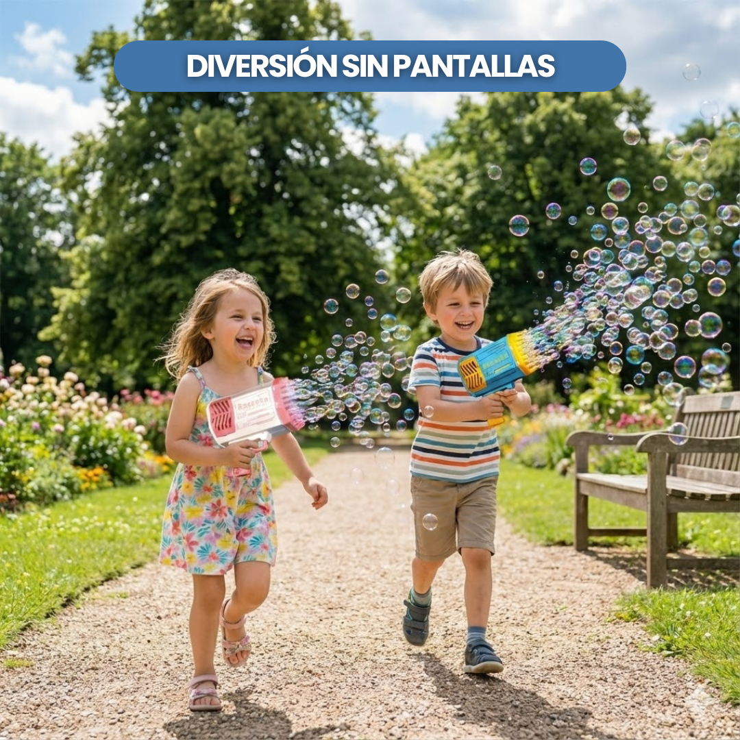 BurbuToy™ Pistola de Burbujas 2x1 🔥 | Diversión ilimitada para tus hijos.