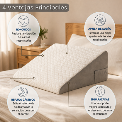 Almohadon ReluxSleep™ -  Elimina los ronquidos, la apnea y los reflujos